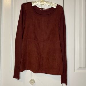 Reitmans Rust-Coloured Faux Suede Long Sleeve Top